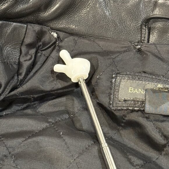 VTG 90s Banana Republic Black Leather Mens Bomber Aviator Jacket Size Large - Picture 6 of 13